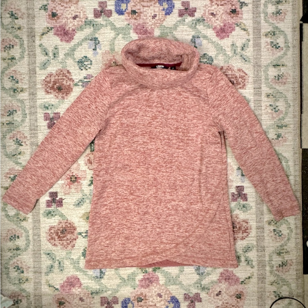 Lands End Women’s Cowl Neck Faux Wrap Sweater M
